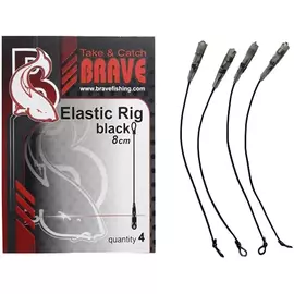 Амортизуюча гума Brave Elastic Rig 8cm Black (4шт/уп), Размотка: 8см, Выберите цвет: чорний, фото 